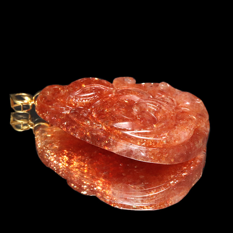 ペンダントトップ　サンストーン＜タンザニア産＞　九尾の狐　K18 ゴールド  [co-g2071]