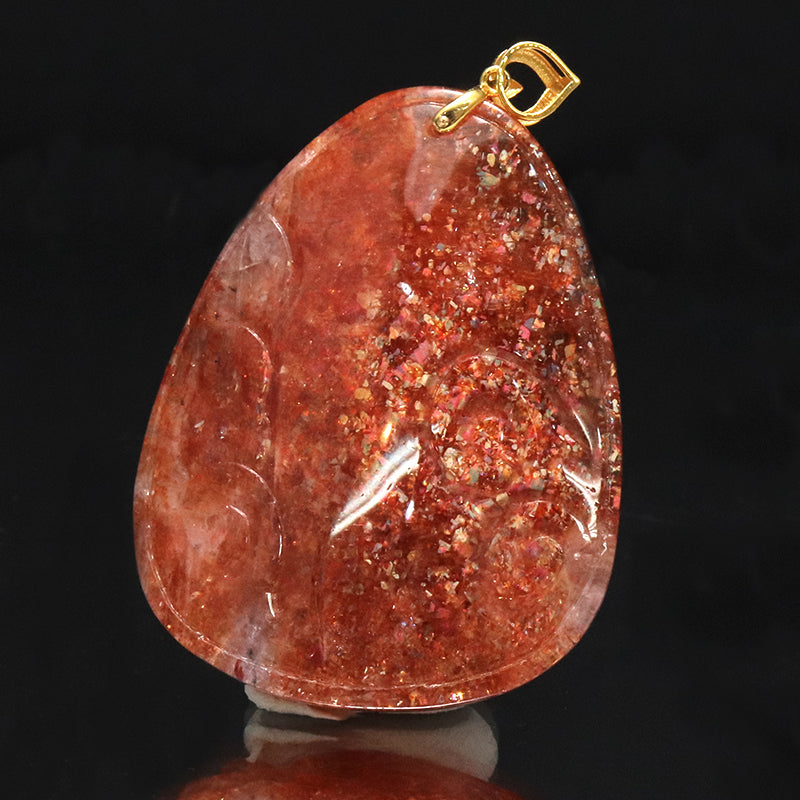 ペンダントトップ　サンストーン＜タンザニア産＞　九尾の狐　K18 ゴールド  [co-g2071]