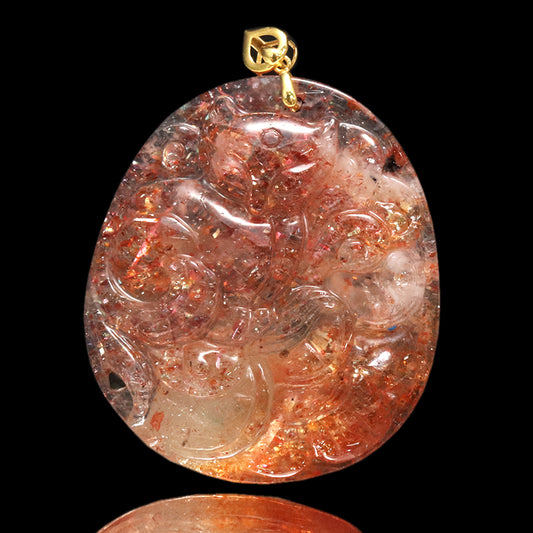 ペンダントトップ　サンストーン＜タンザニア産＞　九尾の狐　K18 ゴールド  [co-g2072]