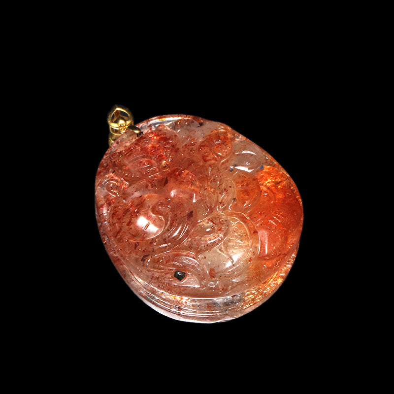 ペンダントトップ　サンストーン＜タンザニア産＞　九尾の狐　K18 ゴールド  [co-g2072]