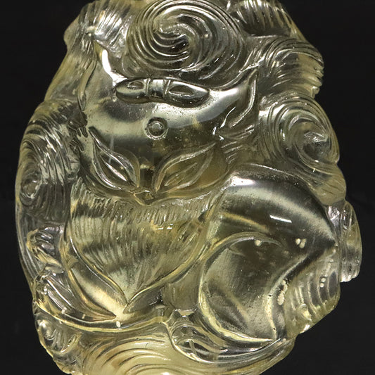 【一点物】彫り物　リビアングラス＜エジプト産＞　九尾の狐　穴あり [co-g2086]