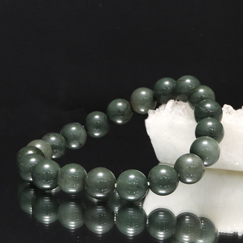 【日本銘石】ブレス　出雲碧玉＜島根県産＞　緑　丸  [br-g8105]