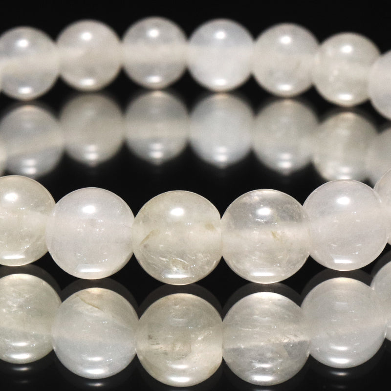 【日本銘石】ブレス　静岡水晶＜静岡県産＞ 　ホワイト　AAAランク　不透明　丸  [br-g8009]