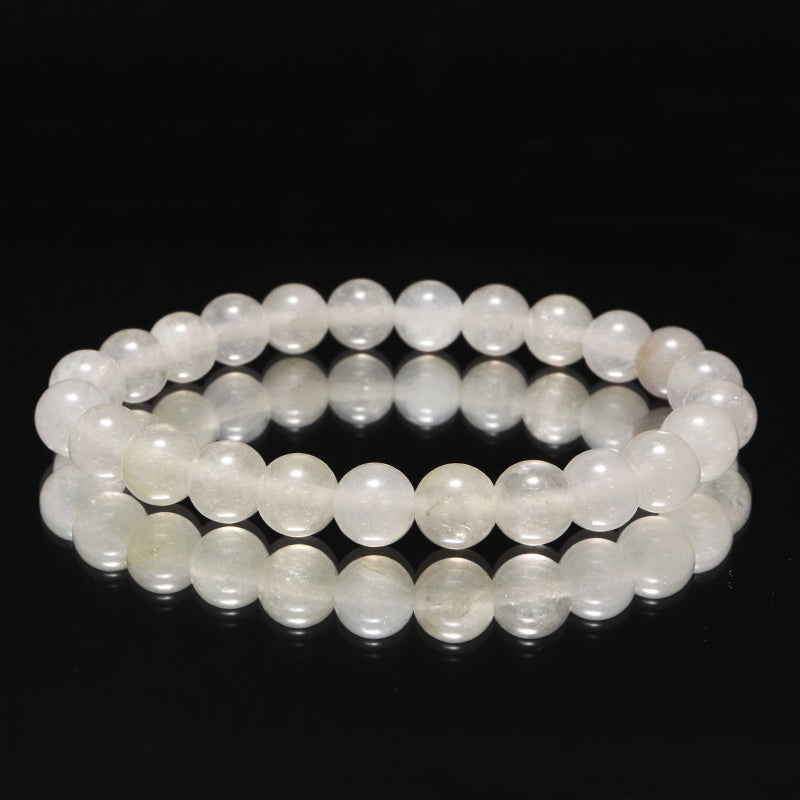 【日本銘石】ブレス　静岡水晶＜静岡県産＞ 　ホワイト　AAAランク　不透明　丸  [br-g8009]