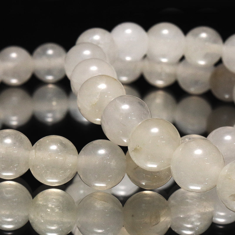 【日本銘石】ブレス　静岡水晶＜静岡県産＞ 　ホワイト　AAAランク　不透明　丸  [br-g8009]