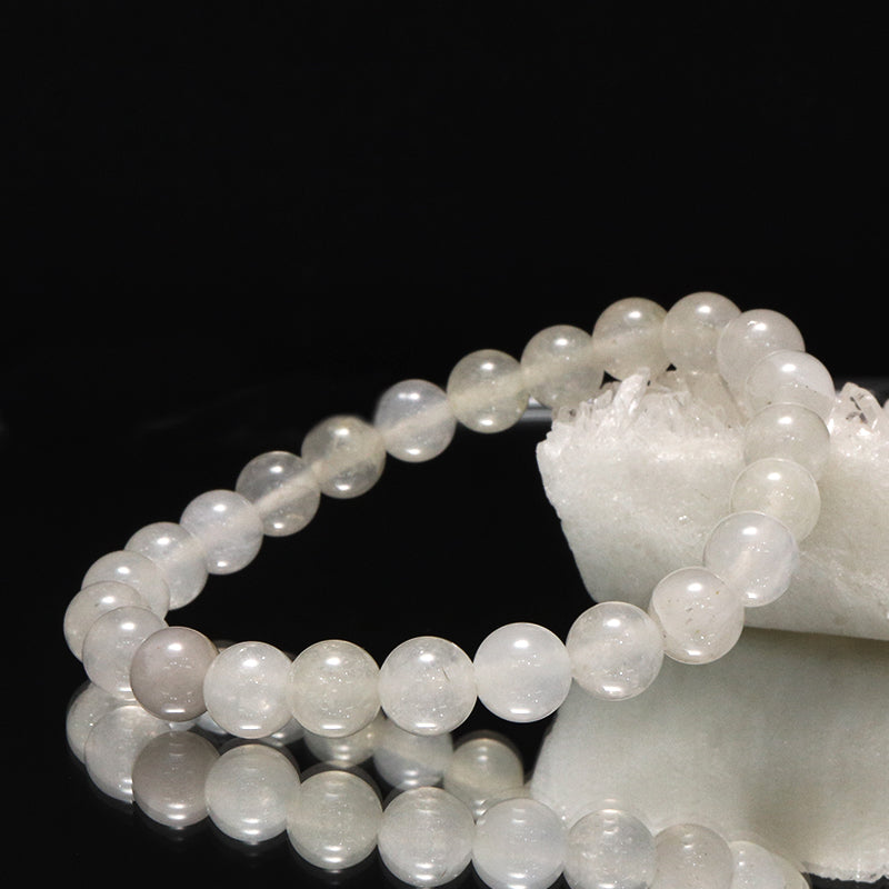 【日本銘石】ブレス　静岡水晶＜静岡県産＞ 　ホワイト　AAAランク　不透明　丸  [br-g8009]