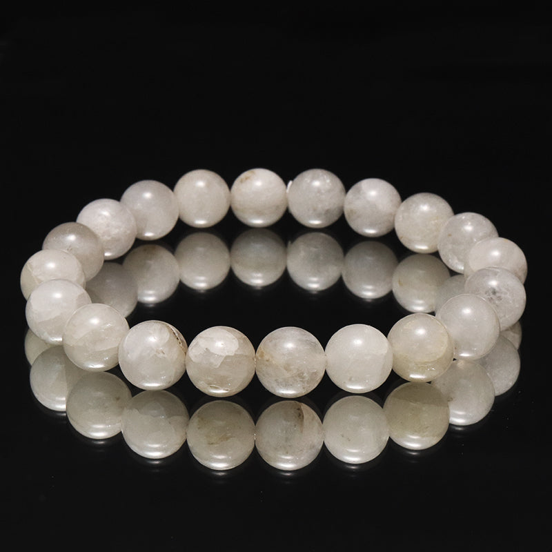 【日本銘石】ブレス　静岡水晶＜静岡県産＞　ホワイト　Aランク　不透明　丸  [co-g2100]
