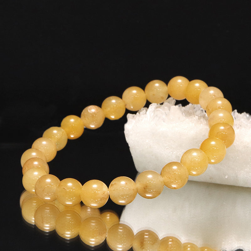 【日本銘石】ブレス　静岡水晶＜静岡県産＞　薄黄　AAAランク　丸  [co-g2101]