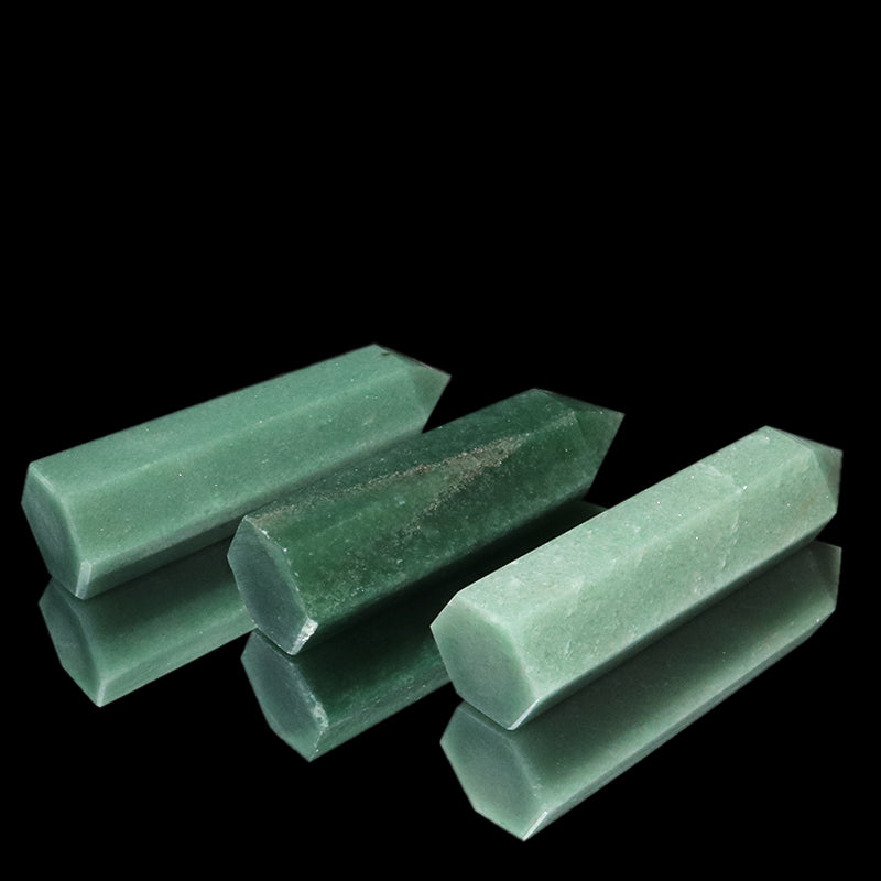 置物　六角柱　アベンチュリン　約2～2.5×7.6～8.6cm [co-g2103]