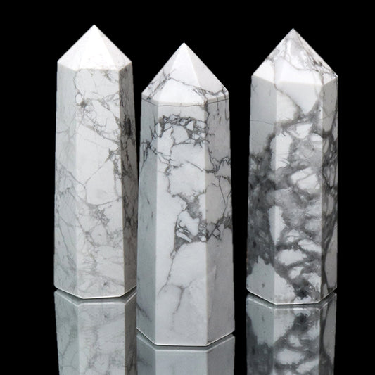 置物　六角柱　ハウライト　約2～2.5×7.6～8.6cm [co-g2105]