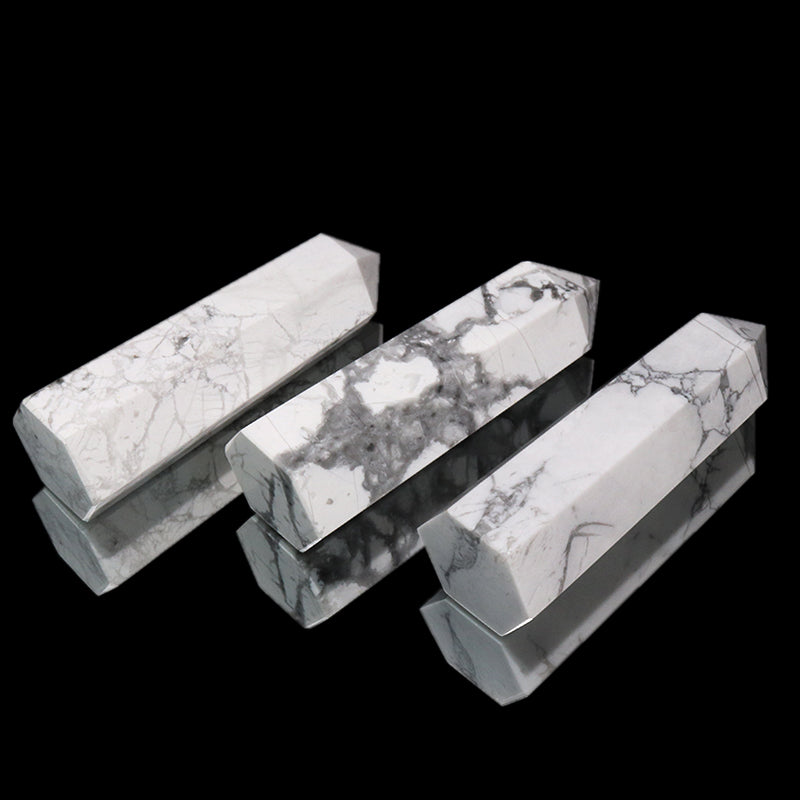 置物　六角柱　ハウライト　約2～2.5×7.6～8.6cm [co-g2105]