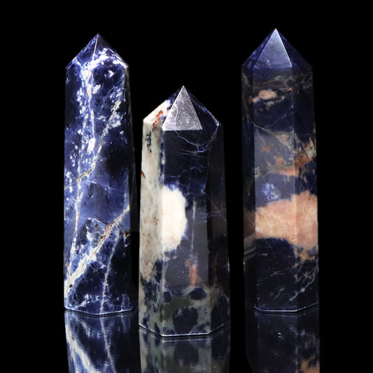 置物　六角柱　ソーダライト　約2～2.5×7.6～8.6cm  [co-g2106]