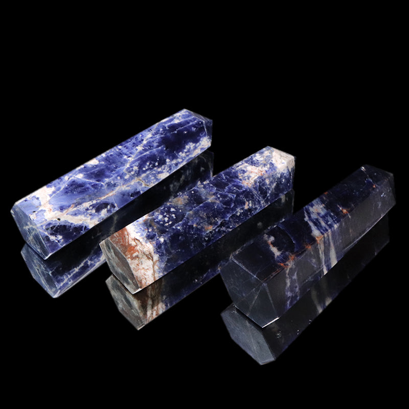 置物　六角柱　ソーダライト　約2～2.5×7.6～8.6cm  [co-g2106]