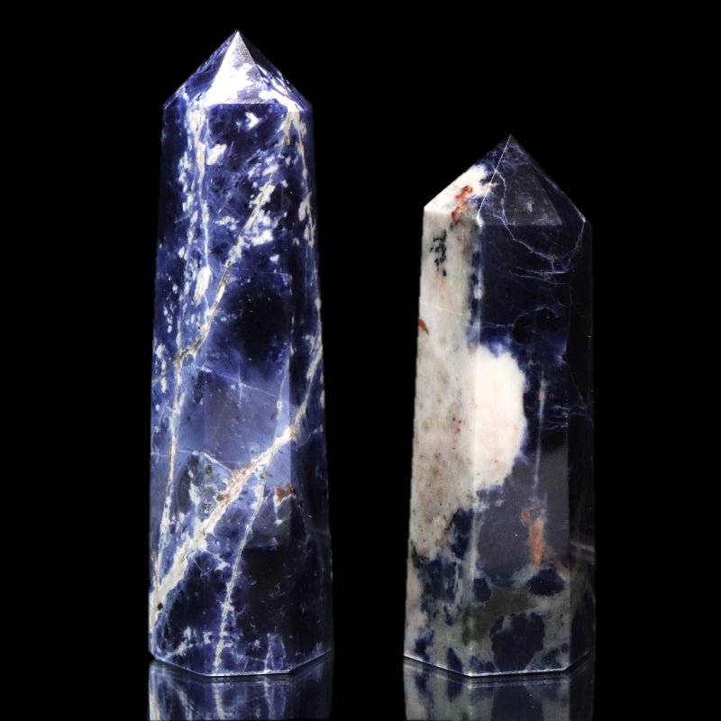 置物　六角柱　ソーダライト　約2～2.5×7.6～8.6cm  [co-g2106]