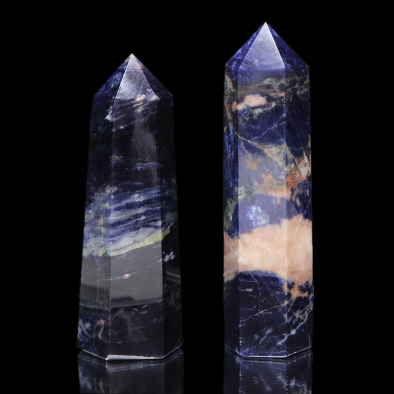 置物　六角柱　ソーダライト　約2～2.5×7.6～8.6cm  [co-g2106]