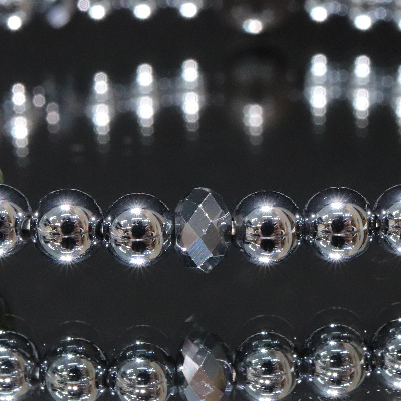 【ことほぎ】ブレス　テラヘルツ(丸＋タイヤカット)×北投石5色　約8mm　日本製    [co-g2109]