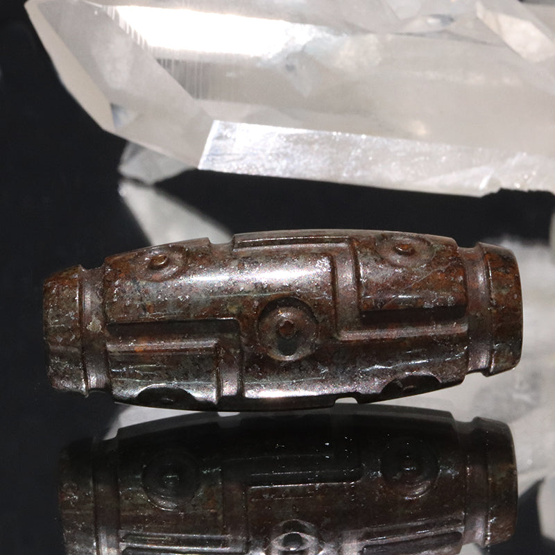 天珠　コンドライトL5＜モロッコ/サハラ砂漠産＞　九眼　証明書付き　 [co-g2115]