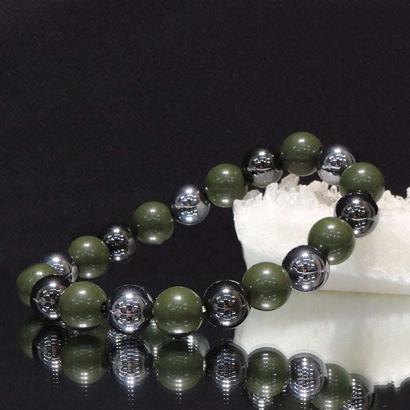 【ことほぎ】健康美ブレスレット　テラヘルツ×北投石(白、黄灰、黒、青、緑)×磁石　丸　全20種　日本製   [co-g2121]