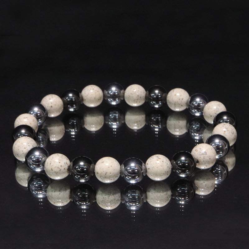 【ことほぎ】健康美ブレスレット　テラヘルツ×北投石(白、黄灰、黒、青、緑)×磁石　丸　全20種　日本製   [co-g2121]