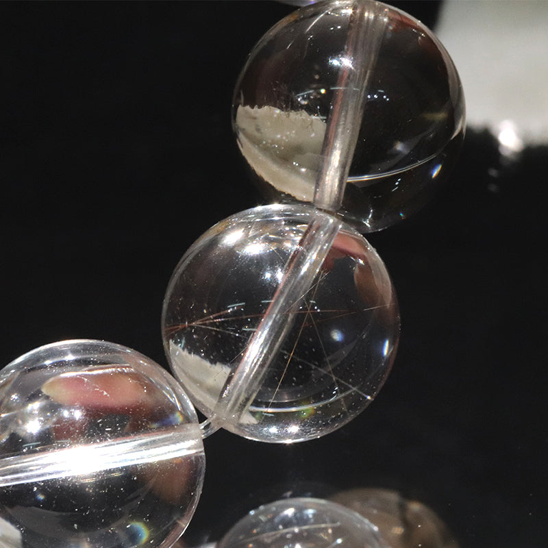 【日本銘石】ブレス　シルバールチルクォーツ＜山梨県産＞　約15ｍｍ　桐箱付き　証明書付き [co-g2123]