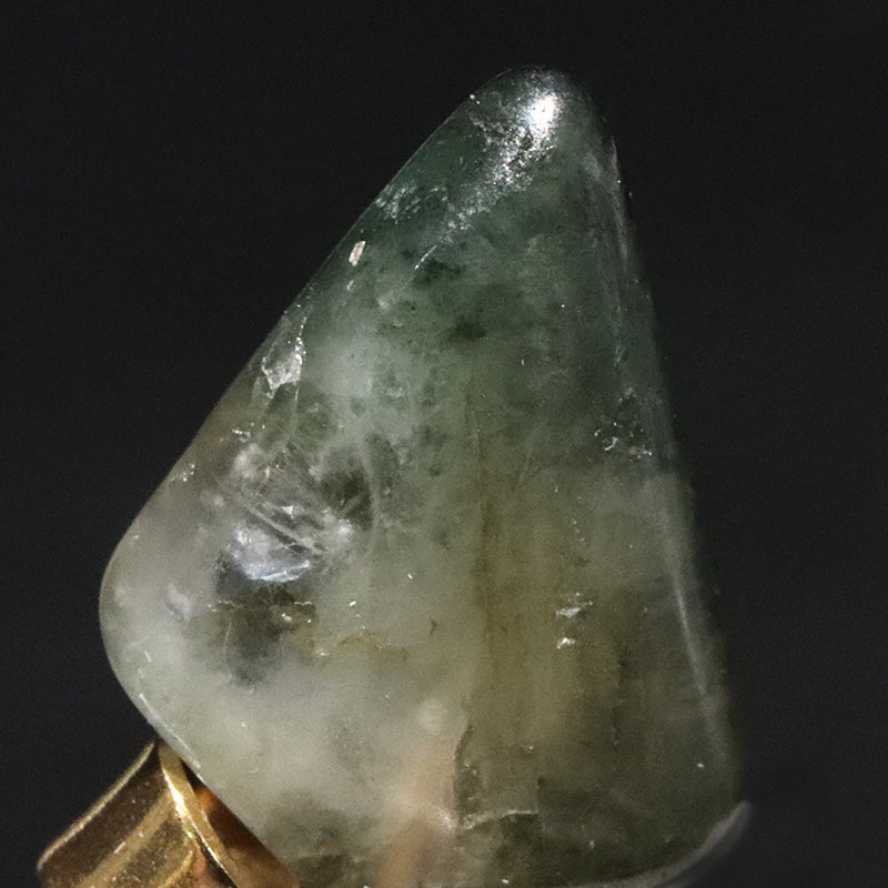 ペンダントトップ　フェナカイト＆エメラルド　共生鉱　ブラジル産　ステンレス製　ゴールド　[co-g2126]