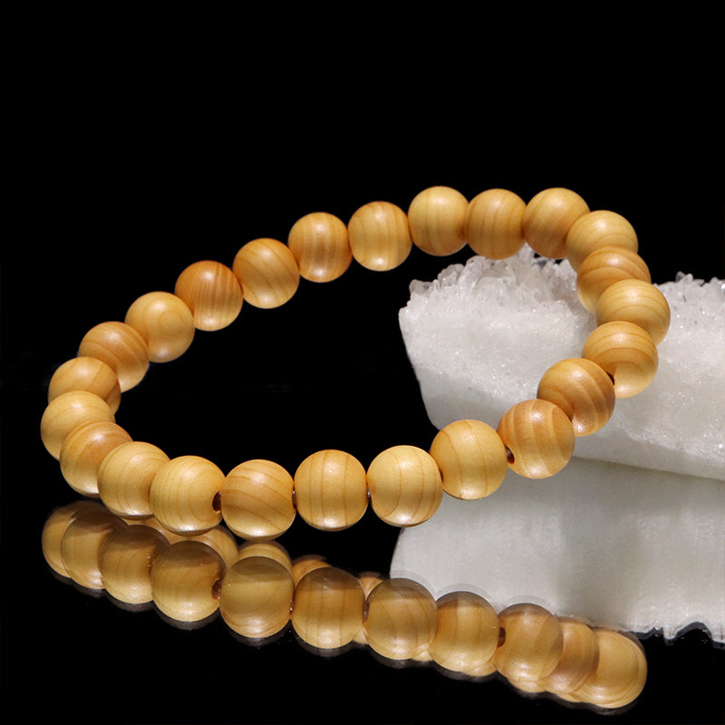 【パワーズウッド】ブレス　高野榧（かや）＜和歌山産＞　丸　約8mm  [co-g2129]