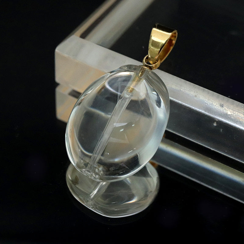 【対象商品10点以上ご購入で30％OFF/決済時に自動割引】ペンダントトップ　グリーンアメジスト＜ブラジル産＞ タンブル型　約12～20mm　ステンレス　日本製  [co-g1230]