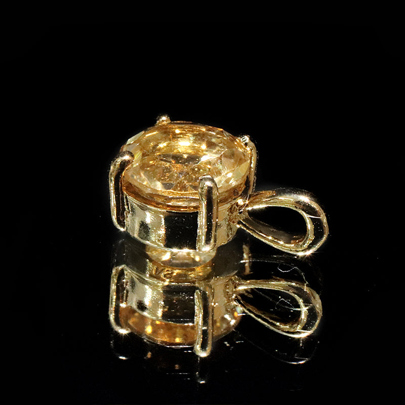 【割引不可】ペンダントトップ　シトリン＜ブラジル産＞　スクエア枠　約6mm　silver925(K18メッキ)  [co-g2134]