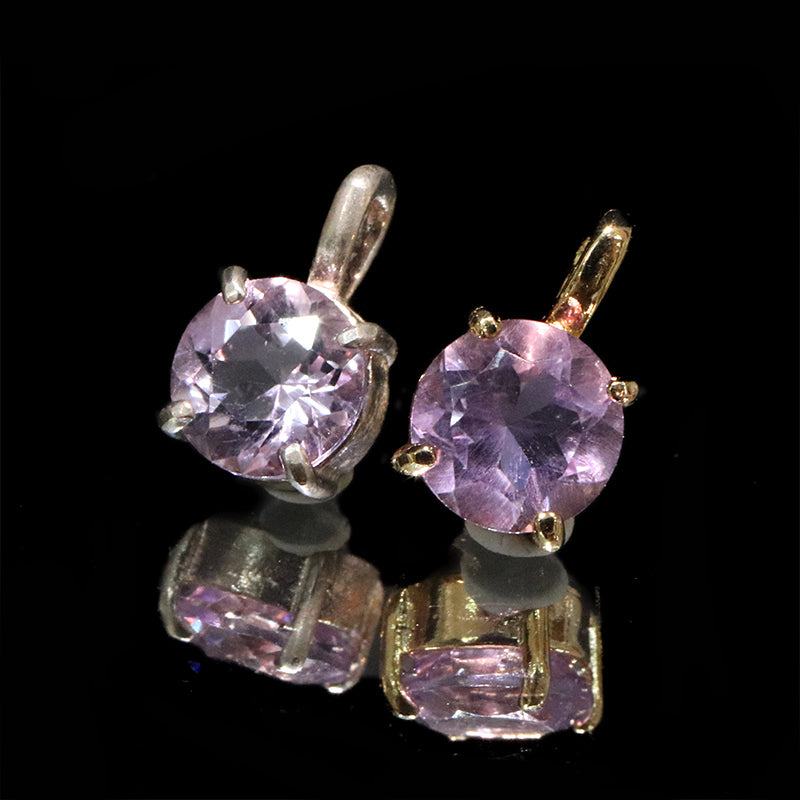 【割引不可】ペンダントトップ　ローズアメジスト＜マダガスカル産＞　スクエア枠　約6mm　silver925　K18メッキ  [co-g2133]