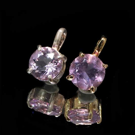 【割引不可】ペンダントトップ　ローズアメジスト＜マダガスカル産＞　スクエア枠　約6mm　silver925　K18メッキ  [co-g2133]