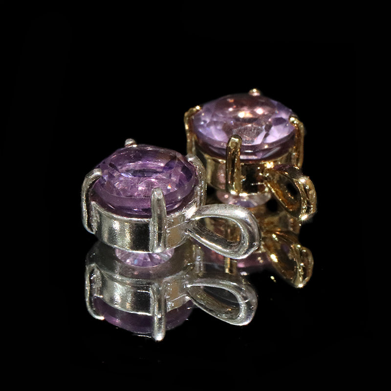 【割引不可】ペンダントトップ　ローズアメジスト＜マダガスカル産＞　スクエア枠　約6mm　silver925　K18メッキ  [co-g2133]