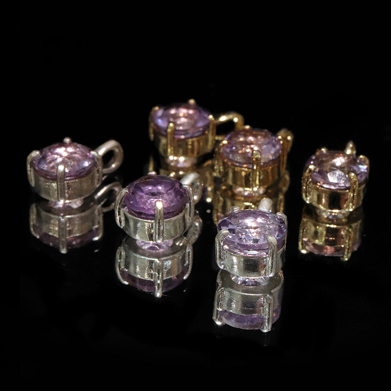 【割引不可】ペンダントトップ　ローズアメジスト＜マダガスカル産＞　スクエア枠　約6mm　silver925　K18メッキ  [co-g2133]