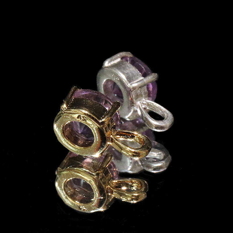 【割引不可】ペンダントトップ　ローズアメジスト＜マダガスカル産＞　スクエア枠　約6mm　silver925　K18メッキ  [co-g2133]