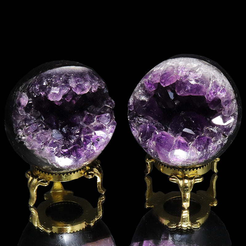 笑口アメジスト＜ウルグアイ産＞　丸玉　約直径5.3～9.4cm [co-g3269]