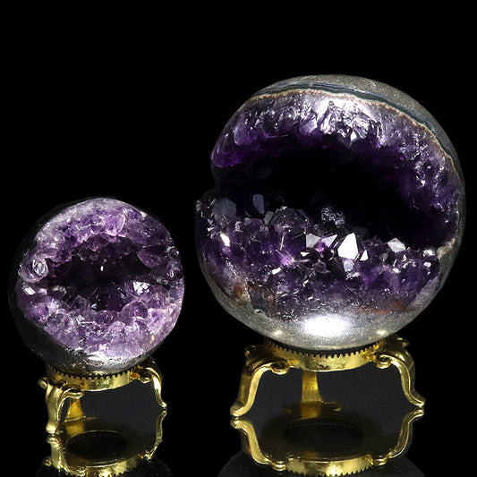 笑口アメジスト＜ウルグアイ産＞　丸玉　約直径5.3～9.4cm [co-g3269]