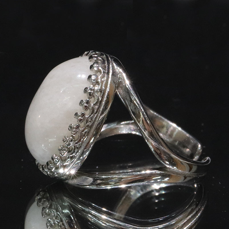 【日本銘石】リング・指輪　静岡水晶＜静岡県産＞　約20×15mm　ステンレス製　シルバー  [co-g2160]