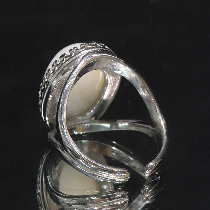 【日本銘石】リング・指輪　静岡水晶＜静岡県産＞　約20×15mm　ステンレス製　シルバー  [co-g2160]