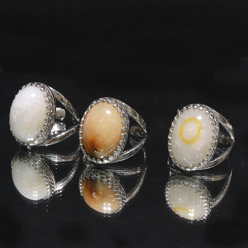 【日本銘石】リング・指輪　静岡水晶＜静岡県産＞　約20×15mm　ステンレス製　シルバー  [co-g2160]