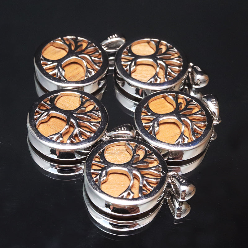 【対象商品10点以上ご購入で30％OFF/決済時に自動割引】【パワーズウッド】ペンダントトップ　伊勢神宮御山杉大貴珠　ツリーオブライフ　丸型　約17mm　Silver925  [co-g1405]