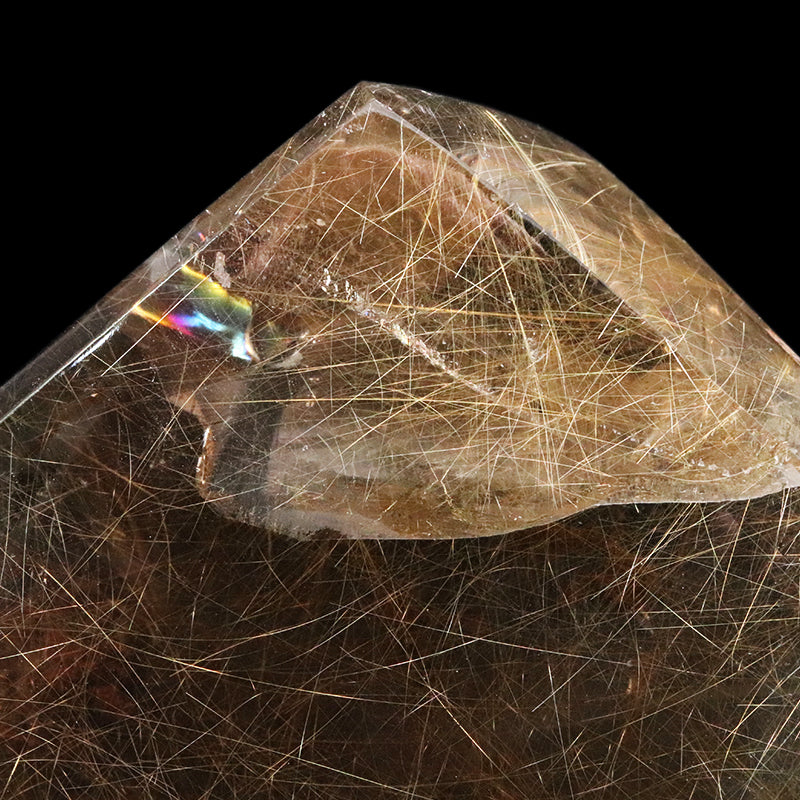 【動画】【一点物】置物　ルチルクォーツ　ブラジル産　台付き [co-g2174]