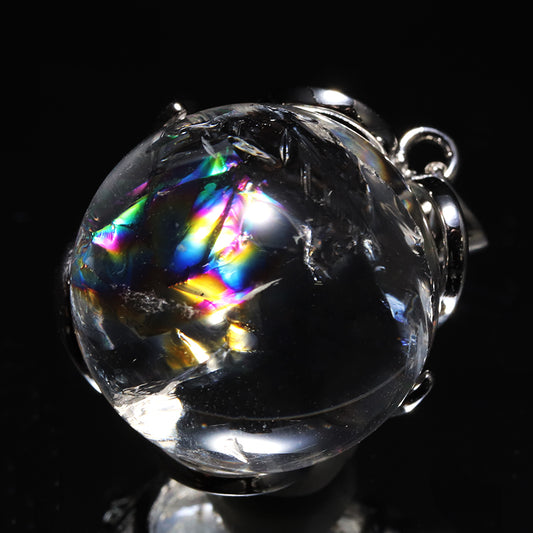 ペンダントトップ　アイリスクォーツ　虹入り水晶　シルバー [co-g3275]