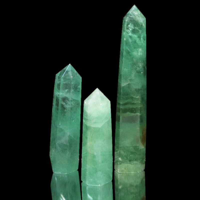 置物　六角柱　グリーンフローライト　中国産  [co-g2181]