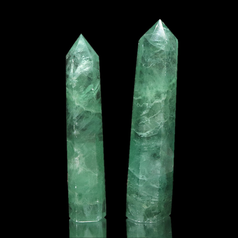 置物　六角柱　グリーンフローライト　中国産  [co-g2181]