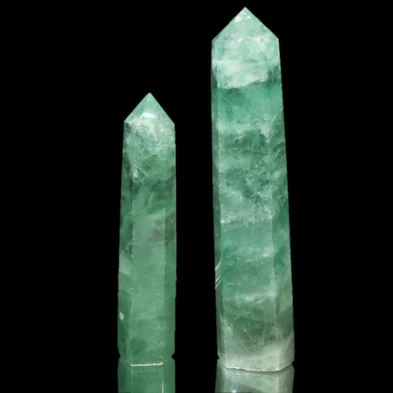 置物　六角柱　グリーンフローライト　中国産  [co-g2181]