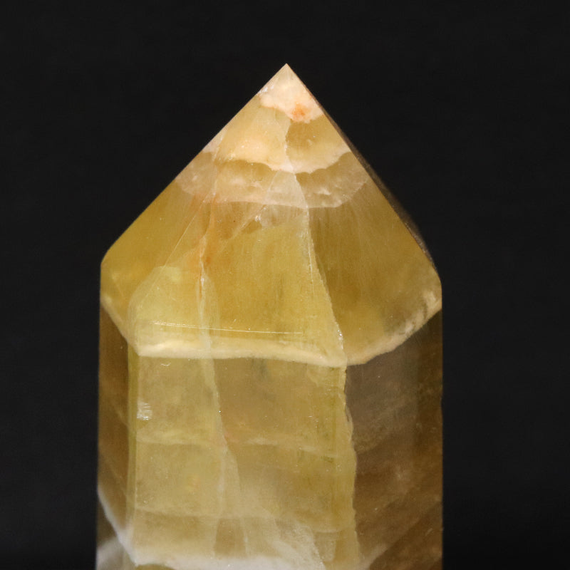 置物　六角柱　イエローフローライト　中国産  [co-g2182]
