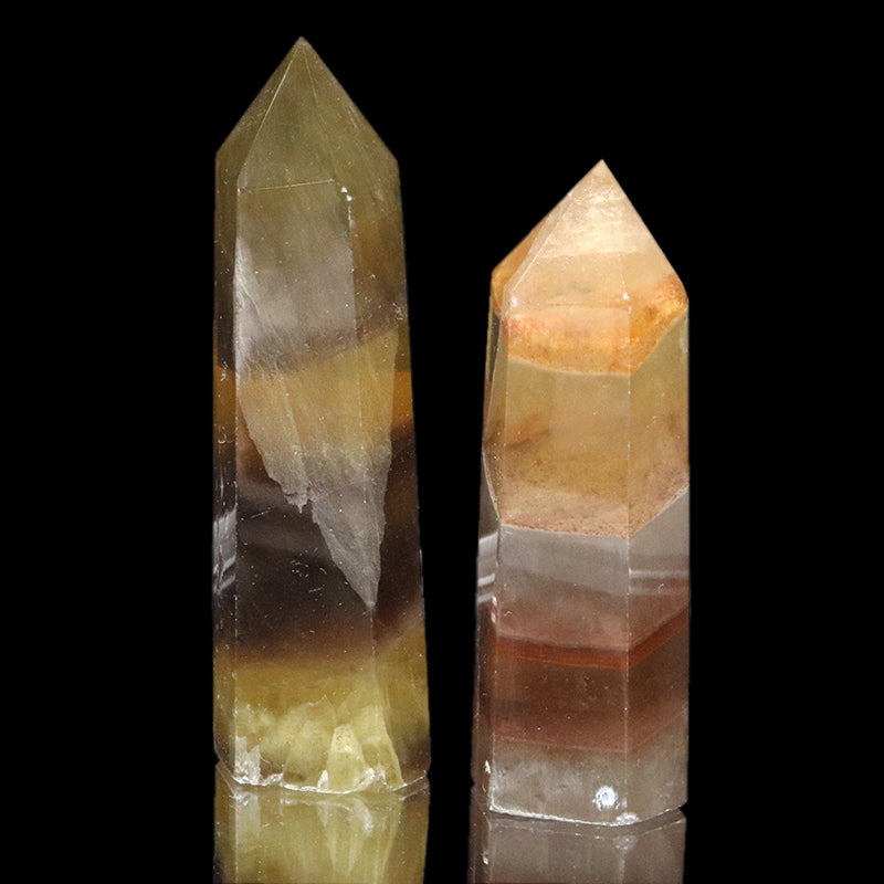 置物　六角柱　イエローフローライト　中国産  [co-g2182]