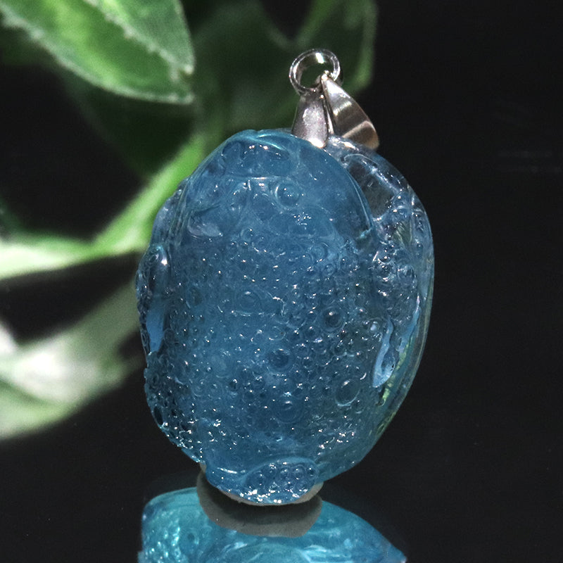 ペンダントトップ　アクアマリン＜ブラジル産＞　三本足蛙　約19.5×23.5mm　ステンレス製　シルバー  [co-g2205]