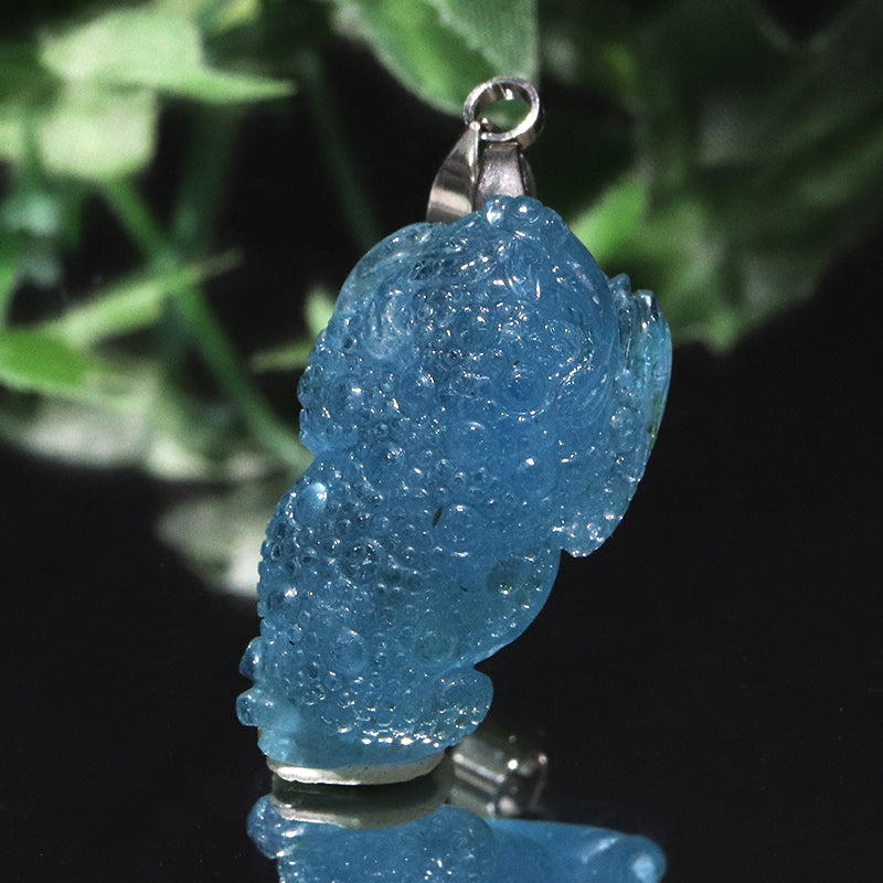 ペンダントトップ　アクアマリン＜ブラジル産＞　三本足蛙　約15.3×26.4mm　ステンレス製　シルバー  [co-g2206]