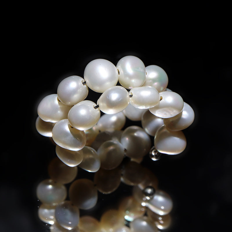 淡水パール　約4～6mm　形状記憶リング　2連　指輪・リング  [co-g2736]