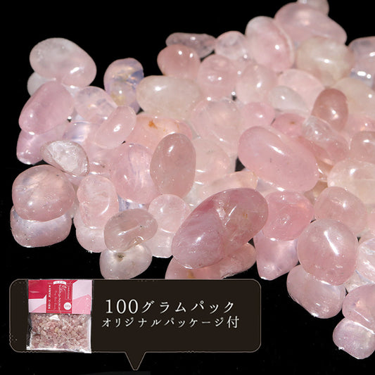 さざれ　ディープローズクォーツ　約4.5mm～8mm　パッケージ付き　約100g  [gr-g0070]